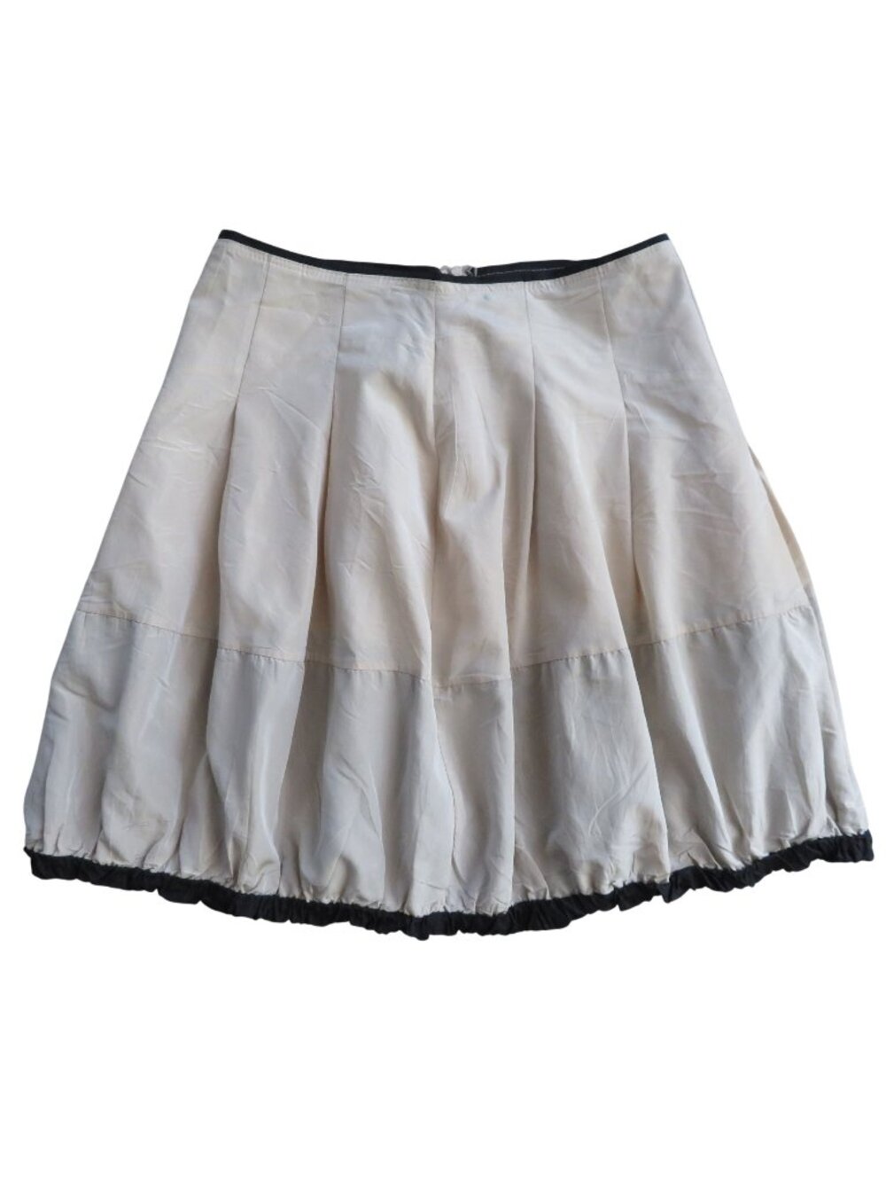 Pois Made in Italy Womens Pleated Knee-Length Skirt S Contrast Bubble Hem Zipper